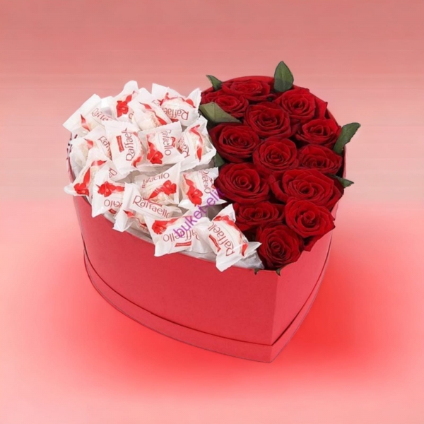 Kutuda raffello ve kırmızı güller Resim 1