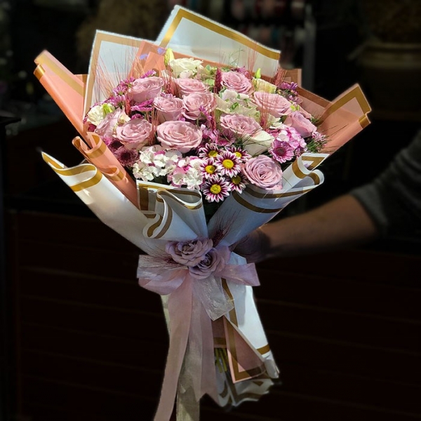 Pink Bouquet Pembe Gullu Kır Buketi Resim 2