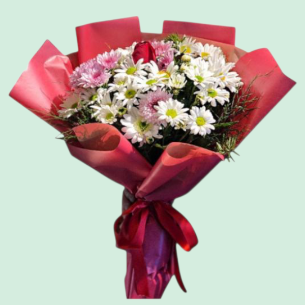 Chrysanthem&Daisy&Rose Bouquet - Papatya Gül Buketi Resim 1