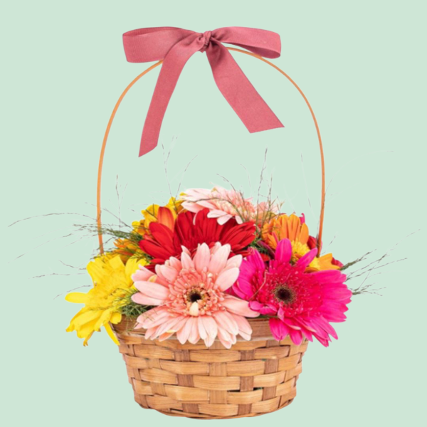 Renkli Gerbera Sepeti Resim 1