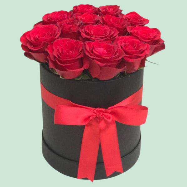 Siyah Kutuda 11 kırmızı Gül Resim 1