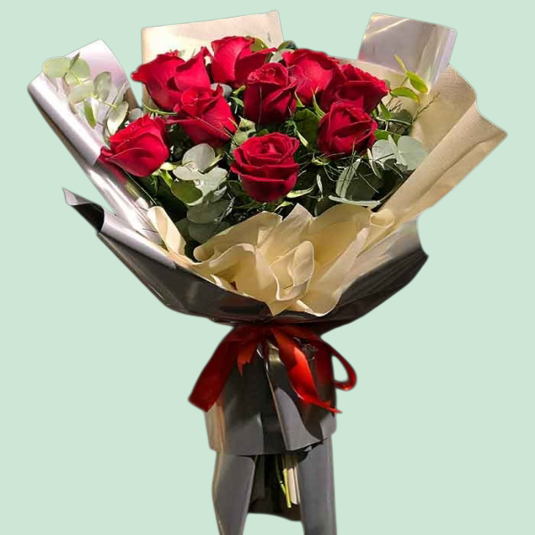 Red Roses 9 Bouquet Resim 1
