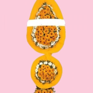  İskenderun Çiçekçiler - Çift Katlı Turuncu Beyaz Çelenk