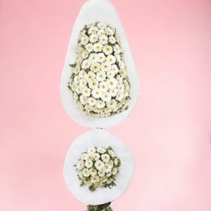 İskenderun Çiçekçi - Çift Katlı Beyaz Gerbera Çelengi