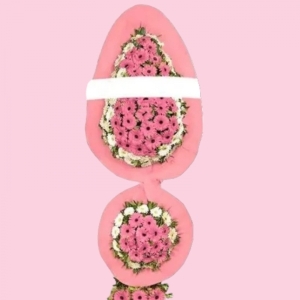  İskenderun Çiçek - Çift Katlı Pembe Beyaz Çelenk