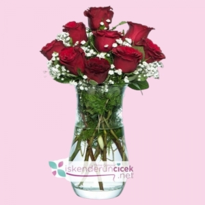  İskenderun Çiçek Siparişi - Şefaf Vazoda 9 Adet Gül 