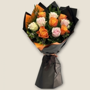  İskenderun Çiçek - İthal Pudra Turuncu Gül Buketi