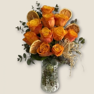  İskenderun Çiçek - Vazoda İthal Turuncu Gül Aranjmanı