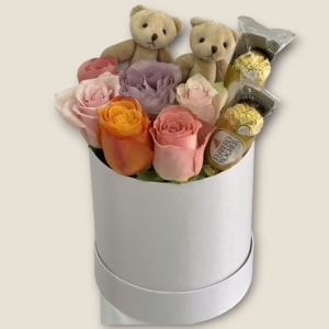 İskenderun Çiçekçi - Kutuda Mix İthal Gül Çikolata & Teddy