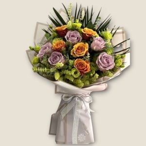  İskenderun Çiçek Siparişi - İthal Lila Turuncu Gül Buketi