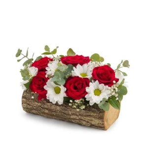  İskenderun Çiçek Gönder - doğal Kütükte Güller ve papatyalar