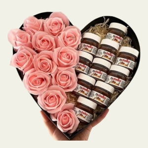  İskenderun Çiçek - Kalp Kutu Nutella & Güller