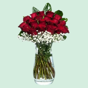  İskenderun Çiçek - Şefaf Vazoda 19 Adet Gül 