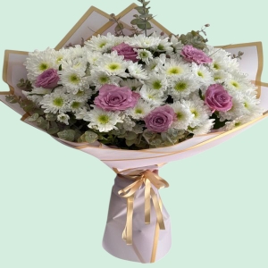  İskenderun Çiçek - Papatya ve Lila Gül Buketi