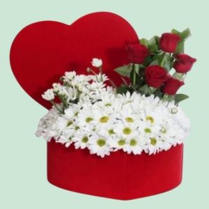 İskenderun Çiçekçi - Kalp Kutuda Papatya ve Güller