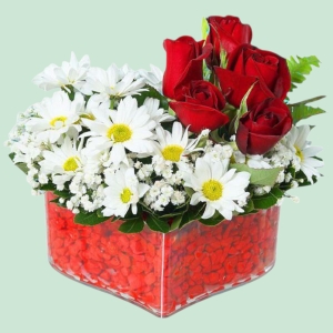  İskenderun Çiçek Gönder - Kalp Mika Papatya ve Güller