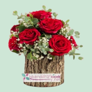  İskenderun Çiçek Gönder - Doğal Kütükte 9 Gül Arajmanı