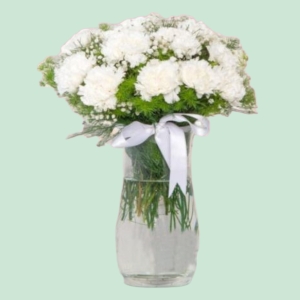  İskenderun Çiçekçiler - Vazoda 15 adet beyaz karanfil