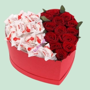  İskenderun Çiçek - Kutuda raffello ve kırmızı güller